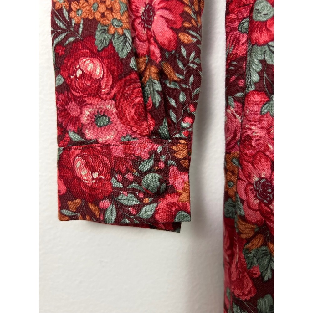 Laura Ashley Vintage Floral Lace Collar Midi Dress Red Wool Blend Sie 4 - Picture 4 of 11